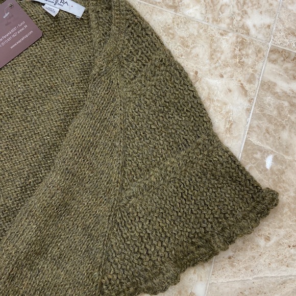 🛍️Wayra 100% Alpaca Short Open Cardigan. Size Xs. Olive Green - Picture 8 of 8